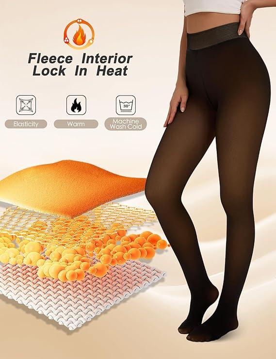 Fleece-Lined Thermal Winter Tights – Sheer Warm Pantyhose (XS–2XL)